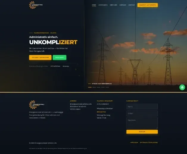 Screenshot der Website Energiezentrale Schmitz