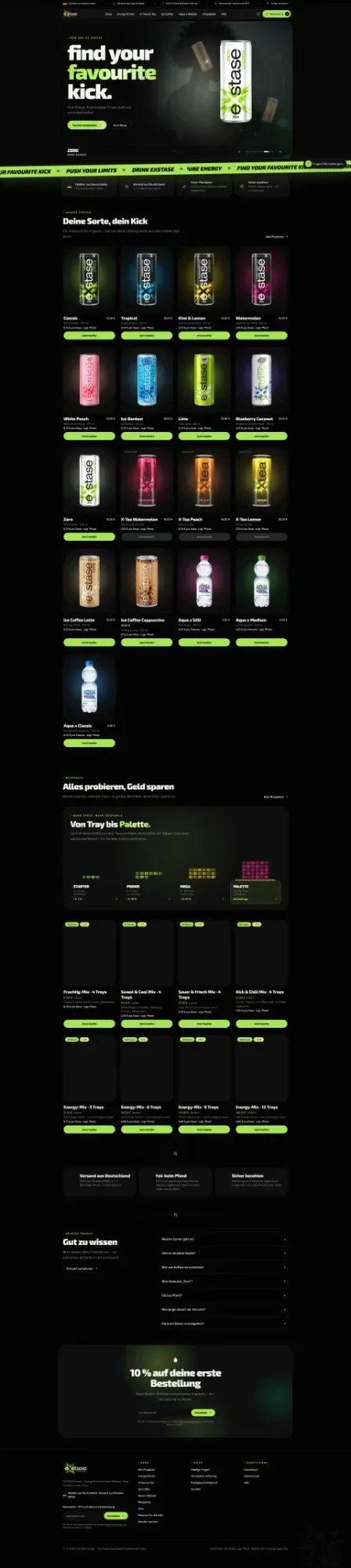 Screenshot der Website EXSTASE Energy